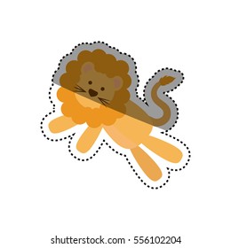 Cute lion cartoon icon vector illustration graphic design