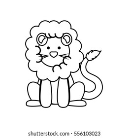 Cute lion cartoon icon vector illustration graphic design