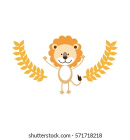cute lion cartoon icon vector illustration graphic design