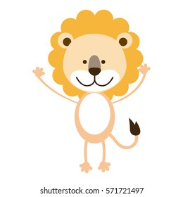 cute lion cartoon icon vector illustration graphic design