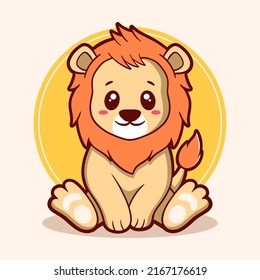 Cute Lion Cartoon Illustration vector