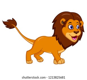 Cute lion cartoon isolated on white background 