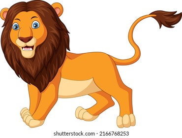 Cute lion cartoon isolated on white background