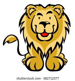 Cute lion cartoon isolated on white background as package design 