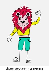 Cute Lion Cartoon Jaidee Family Style Stock Vector (Royalty Free ...