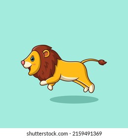 Cute lion cartoon jumping. Vector illustration