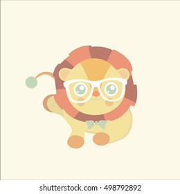 cute lion cartoon, king of the jungle, T-shirt design vector illustration