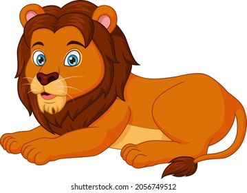 Cute lion cartoon lying down