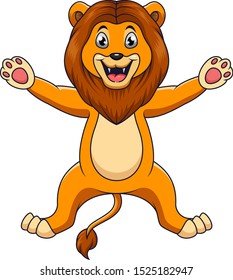 Cute lion cartoon on white background
