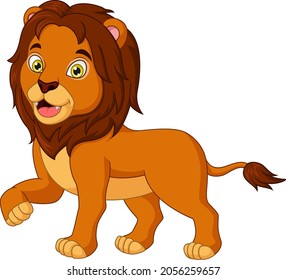 Cute lion cartoon on white background