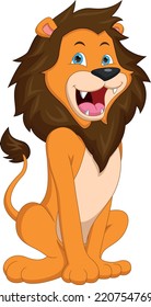 cute lion cartoon on white background