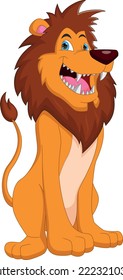 cute lion cartoon on white background