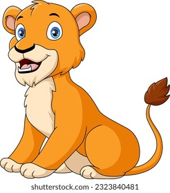 Cute lion cartoon on white background