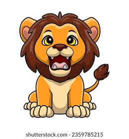 Cute lion cartoon on white background