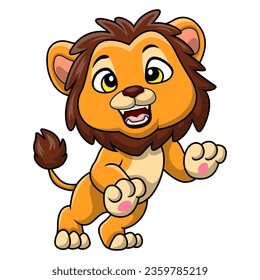 Cute lion cartoon on white background