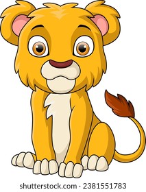 Cute lion cartoon on white background