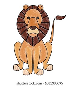 Cute lion cartoon scribble