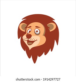 cute lion cartoon, simple lion illustration,  vector art.