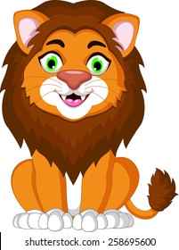 cute lion cartoon sitting