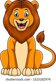 Cute lion cartoon sitting on white background
