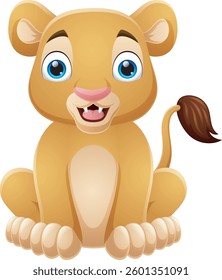 Cute lion cartoon sitting on white background