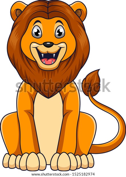 Cute Lion Cartoon Sitting On White Stock Vector (Royalty Free ...