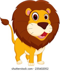 Cute Lion Cartoon Standing Stock Vector (Royalty Free) 235602052 ...