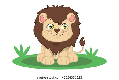 cute lion in cartoon style, vector illustration.