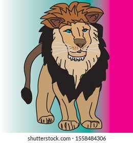Cute lion cartoon vector drawing