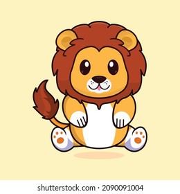 Cute Lion cartoon vector icon illustration