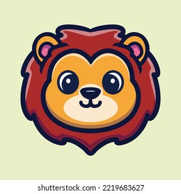 Cute Lion Cartoon Vector Icon Illustration. Flat Cartoon Style