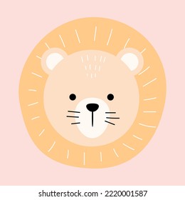 Ilustración del icono del vector de dibujos animados de león. Estilo de dibujo plano