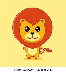 Cute Lion Cartoon Vektorsymbol. Tierisches Icon Konzept isolierter Premium-Vektorgrafik. Flacher Cartoon-Stil.