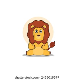 cute lion cartoon vector icon illustration.animal icon illustration. flat style concept cute