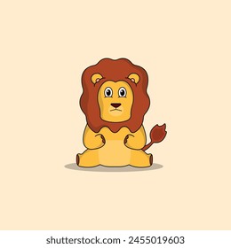 cute lion cartoon vector icon illustration.animal icon illustration. flat style concept cute