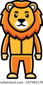 Cute Lion Cartoon Vector Icon illustration On White Background.