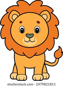 Cute Lion Cartoon Vector Icon illustration On White Background.
