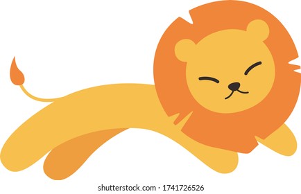 Cute Lion Cartoon, Vector illustration lion on a white background. Drawing for children
