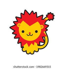 cute lion cartoon, vector illustration