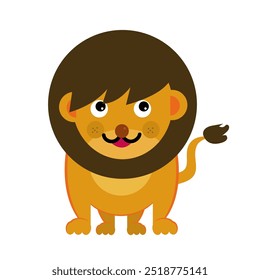 Cute lion cartoon vector illustration. Suitable for animal and wildlife content