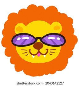 cute lion cartoon vintage eyeglass 