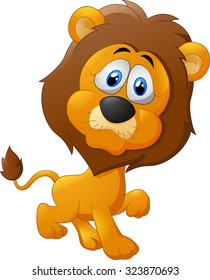 Cute lion cartoon walking