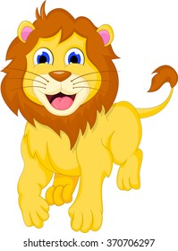 cute lion cartoon walking