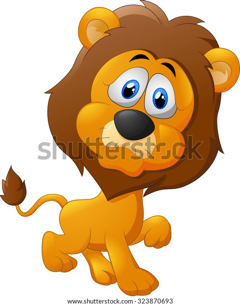 Cute Lion Cartoon Walking Stock Vector (Royalty Free) 323870693