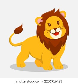 Cute Lion Character Design Illustration