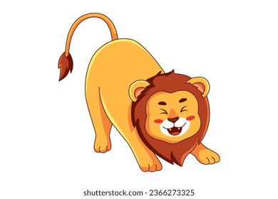 Cute Lion Character Design Illustration