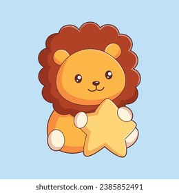 Cute Lion Character Design Illustration