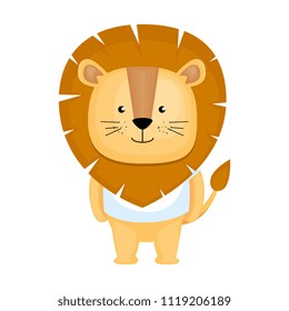 cute lion character icon