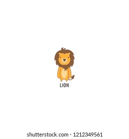 Cute lion character icon, vector illustration