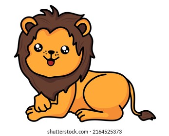 Cute lion character kawaii style